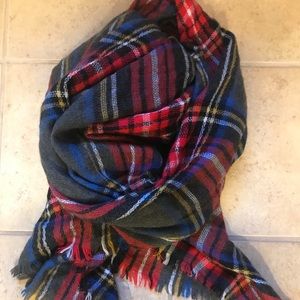 Plaid blanket scarf